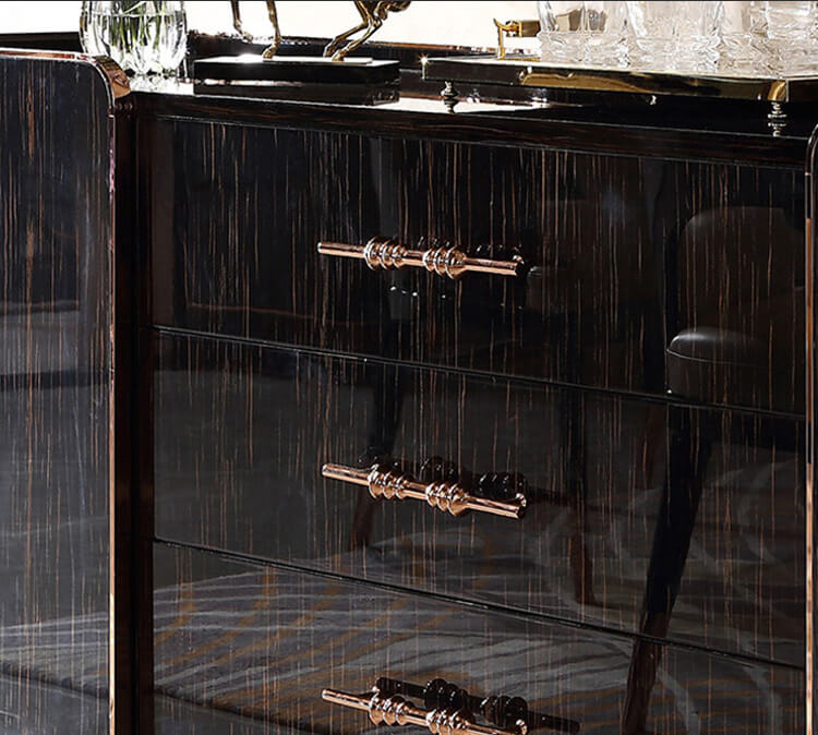 Interior view of the buffet cabinet highlighting storage space.