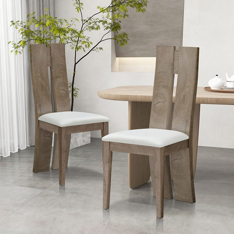 Comfortable wooden dining chair from the Cayman set, highlighting its natural finish and modern silhouette.