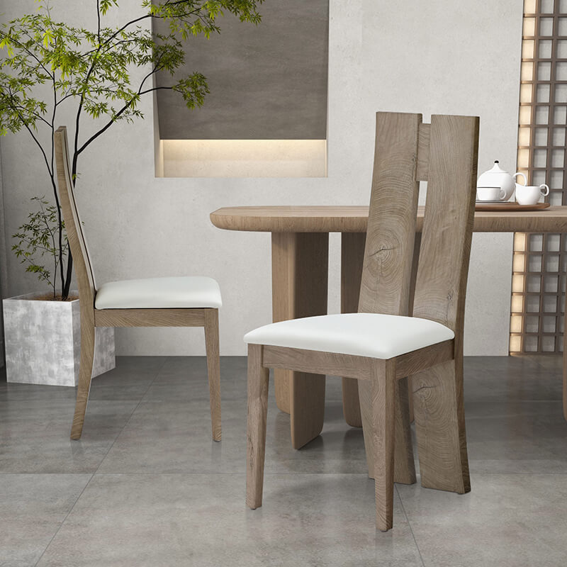 High back chair from the Cayman collection, designed for optimal comfort and space efficiency in any dining area.