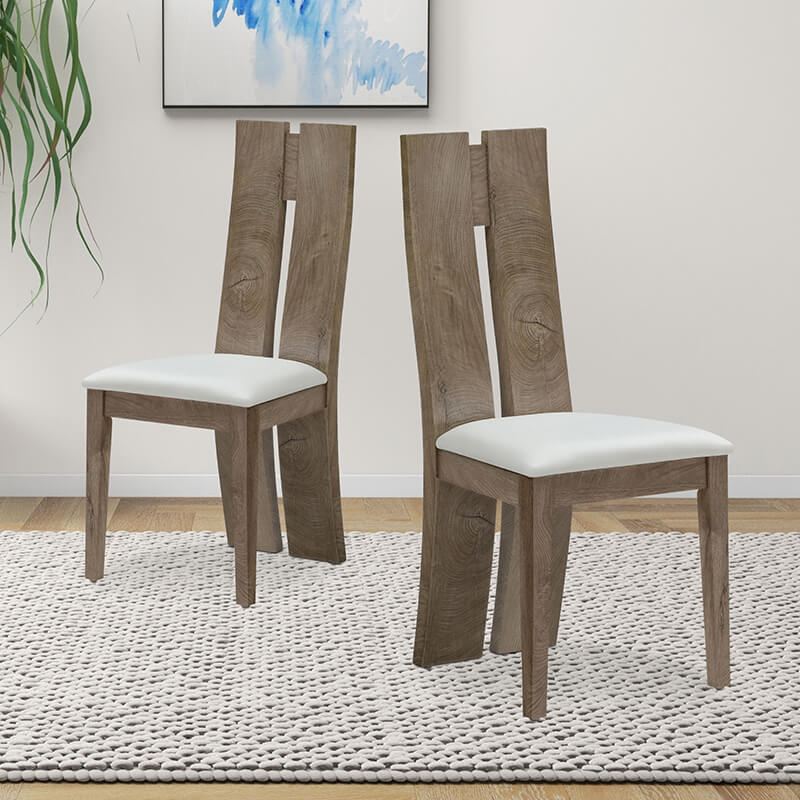Cayman High Back Wooden Dining Chair set, showcasing elegant contemporary design in a dining room setting.