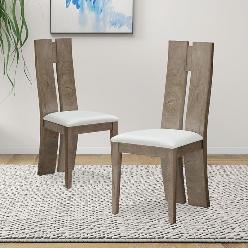 Cayman High Back Wooden Dining Chair set, showcasing elegant contemporary design in a dining room setting.