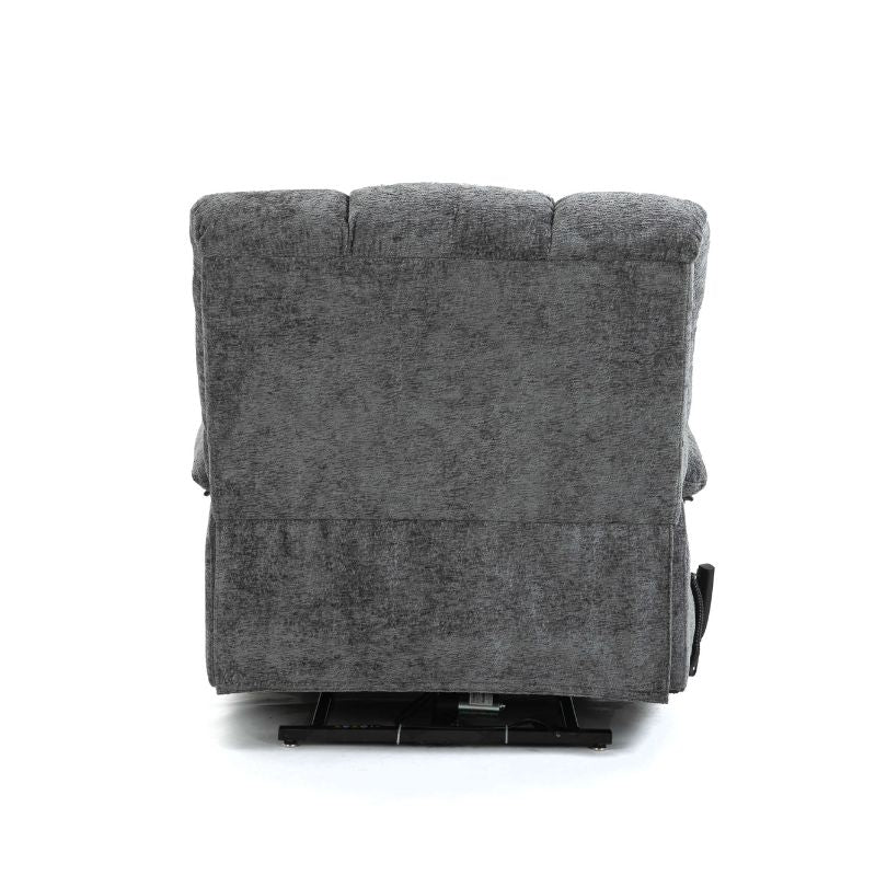 Close-up of the massage and heat control features on the luxury recliner chair, demonstrating ease of use.