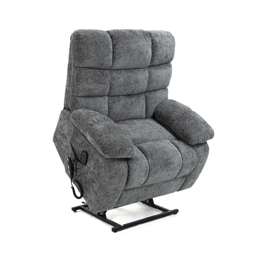 Close-up of the massage and heat control features on the luxury recliner chair, demonstrating ease of use.