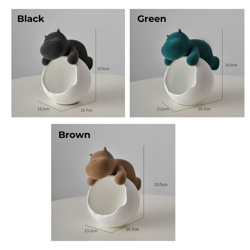 Chic Hippo Desk Organizer showing the hinged lid feature for easy access.