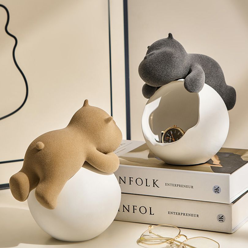 Stylish office decor featuring the Chic Hippo Desk Organizer in a modern workspace.