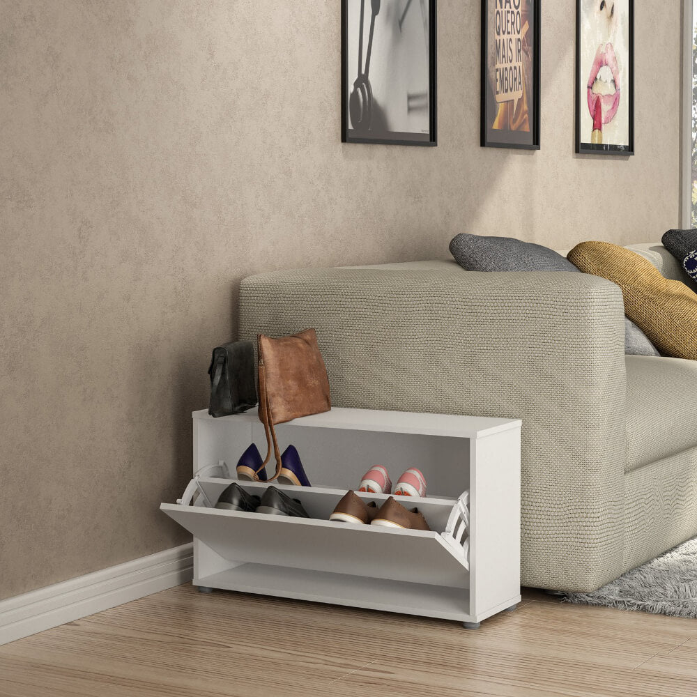 Compact shoe rack with flip drawer, perfect for small spaces