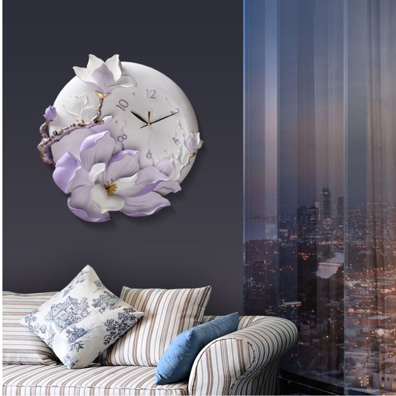 Elegant wall clock in a living room setting, enhancing home decor