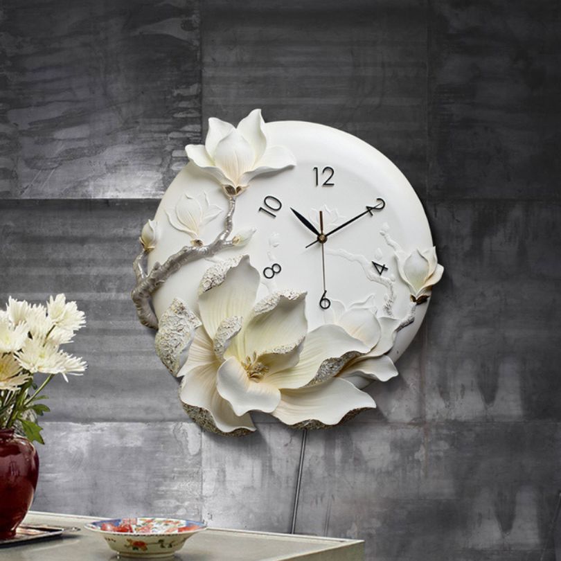 Elegant wall clock in a living room setting, enhancing home decor