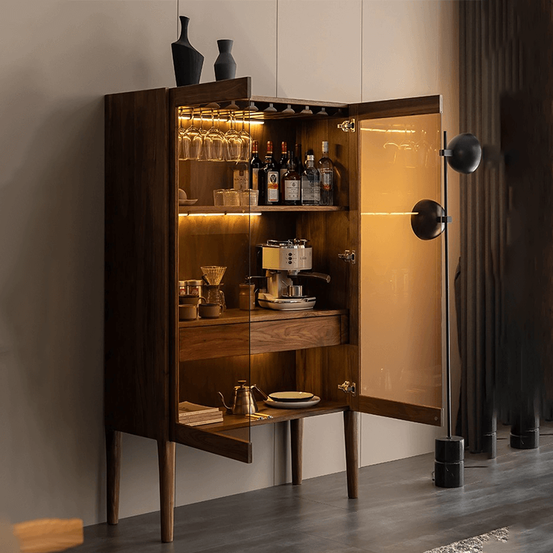 Elegant interior showcasing the solid wood cabinets ample storage space.