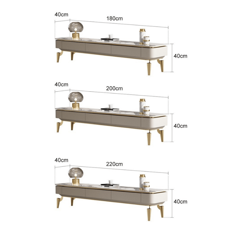 Close-up of the gold accents and durable materials used in the marble coffee table.