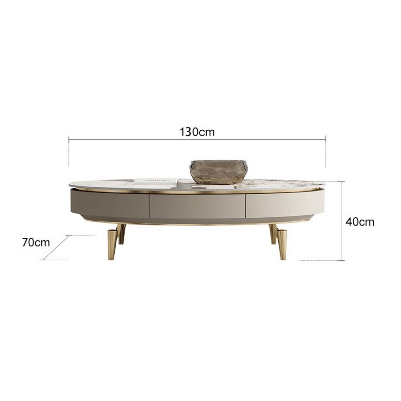 Stylish marble coffee table showcasing its sleek design and storage features.