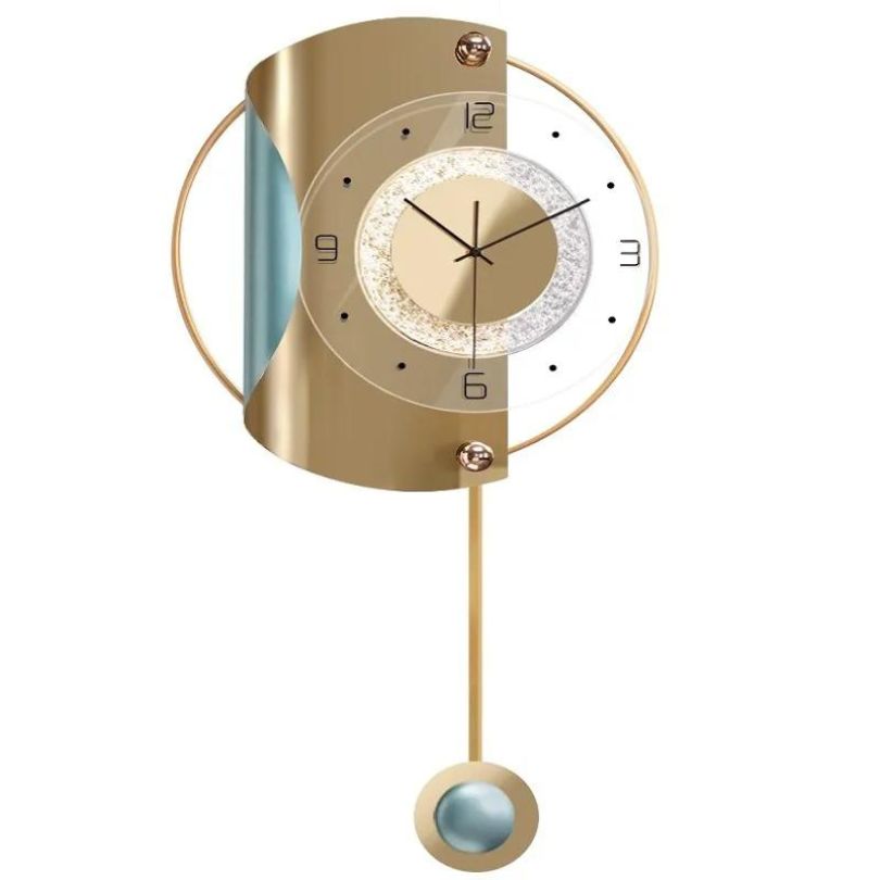 Close-up of the acrylic dial and metal hands of the modern clock, highlighting its sophisticated features.