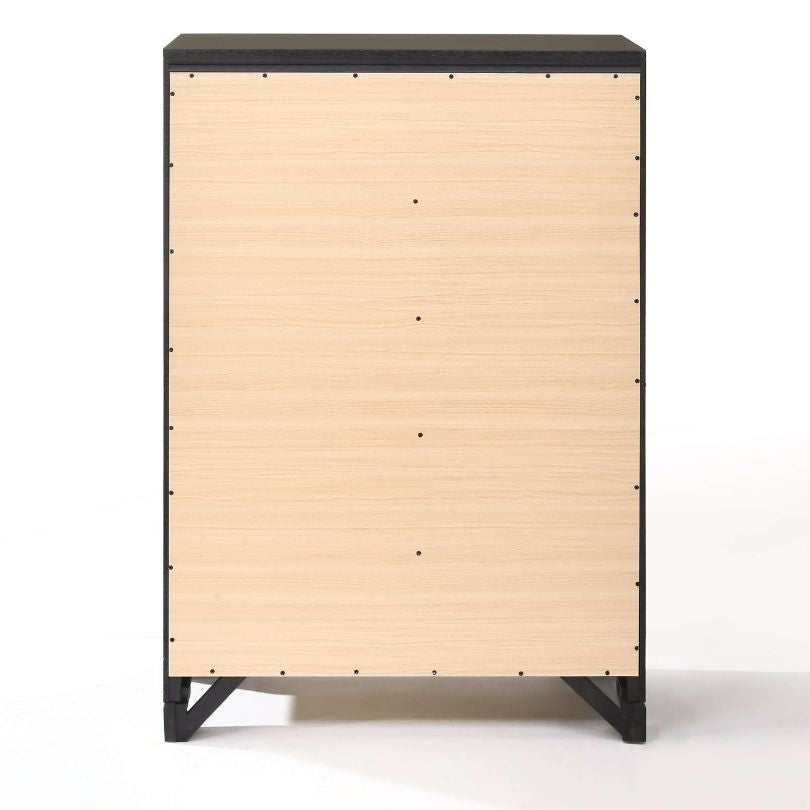 Soteris Antique Gray Chest Drawer placed in a modern living room setting, emphasizing its elegant look.