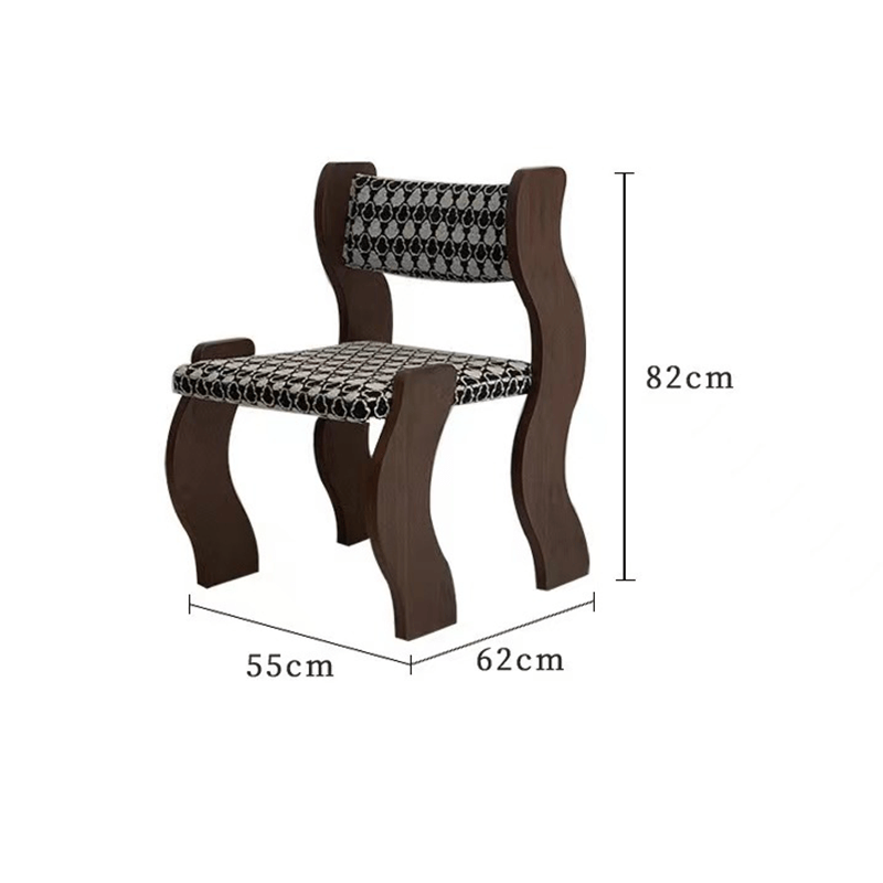 Close-up of the solid wood frame and plush cushion of the dining chair.