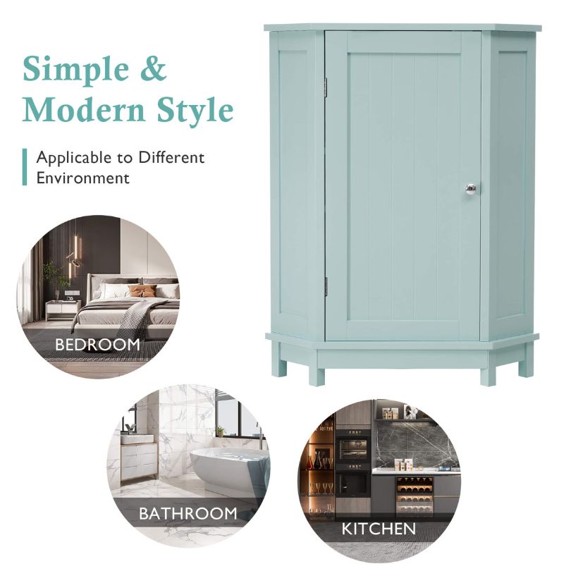 Angle showing the cabinets sleek finish and storage capacity in a stylish bathroom.