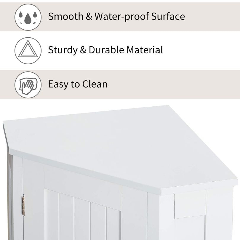 Corner bathroom cabinet placed in a modern bathroom setting for a chic look.