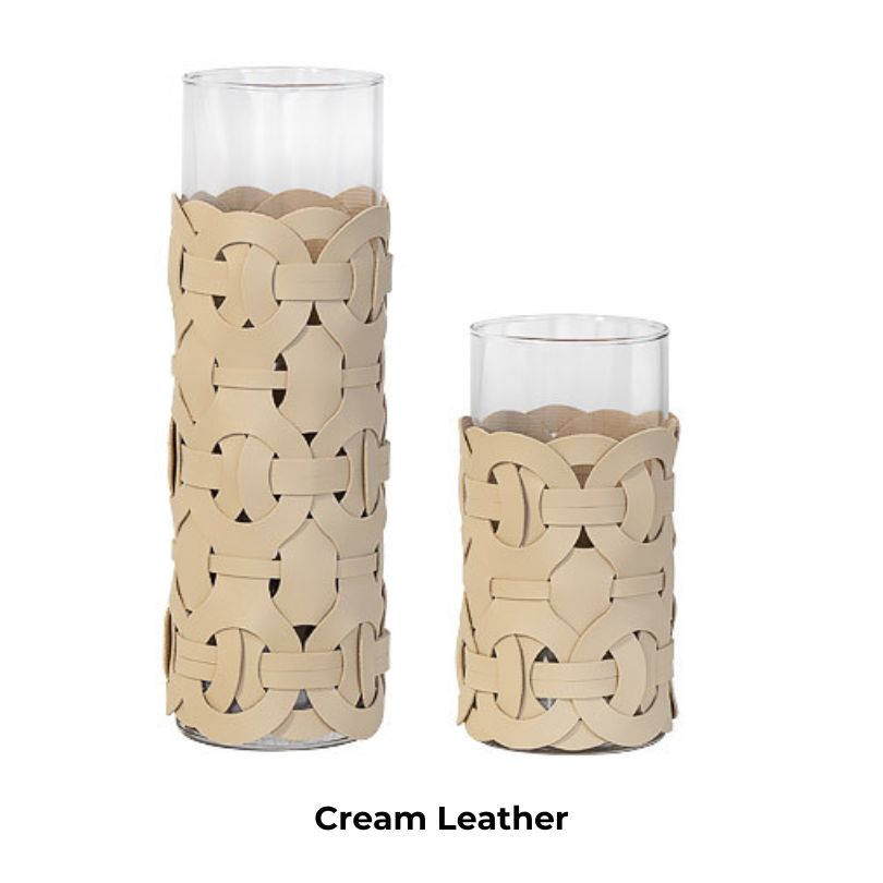 Elegant Leather Wrapped Glass Vase - Image 10
