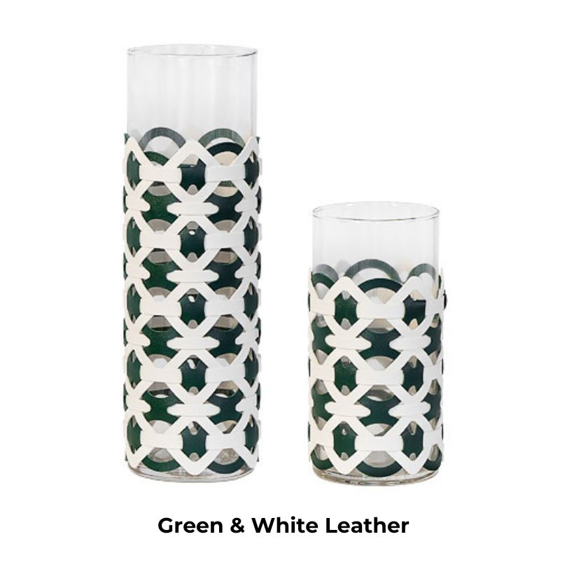 Elegant Leather Wrapped Glass Vase - Image 9
