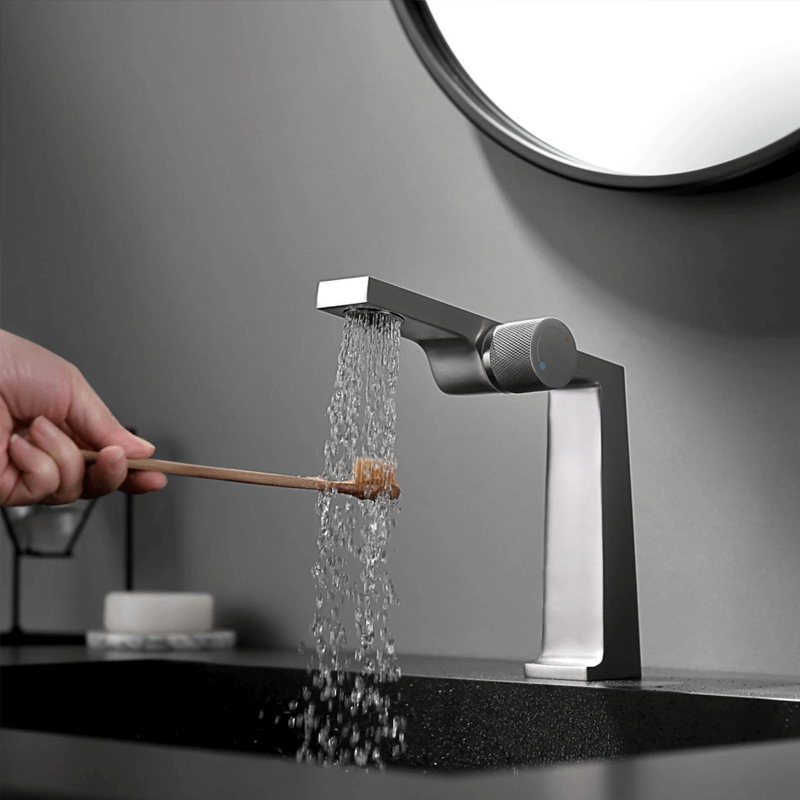 Sleek dual control faucet showcasing elegant design and functionality.