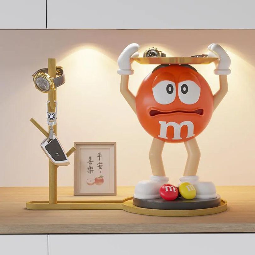 Vibrant Resin Bean Statue with Storage Tray - Image 2