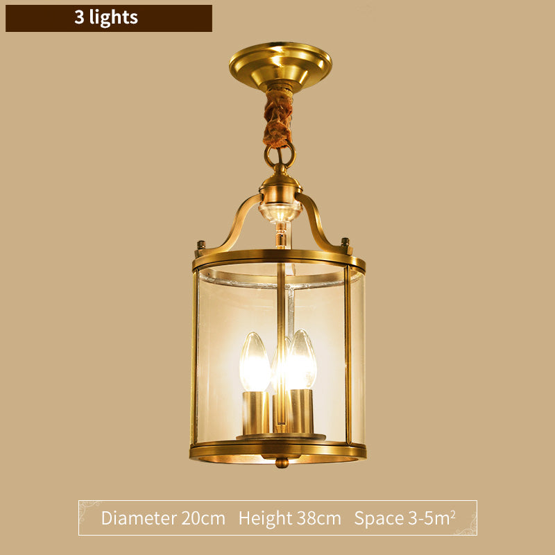 Close-up of the polished copper finish of the European style pendant light, highlighting its artistic design.