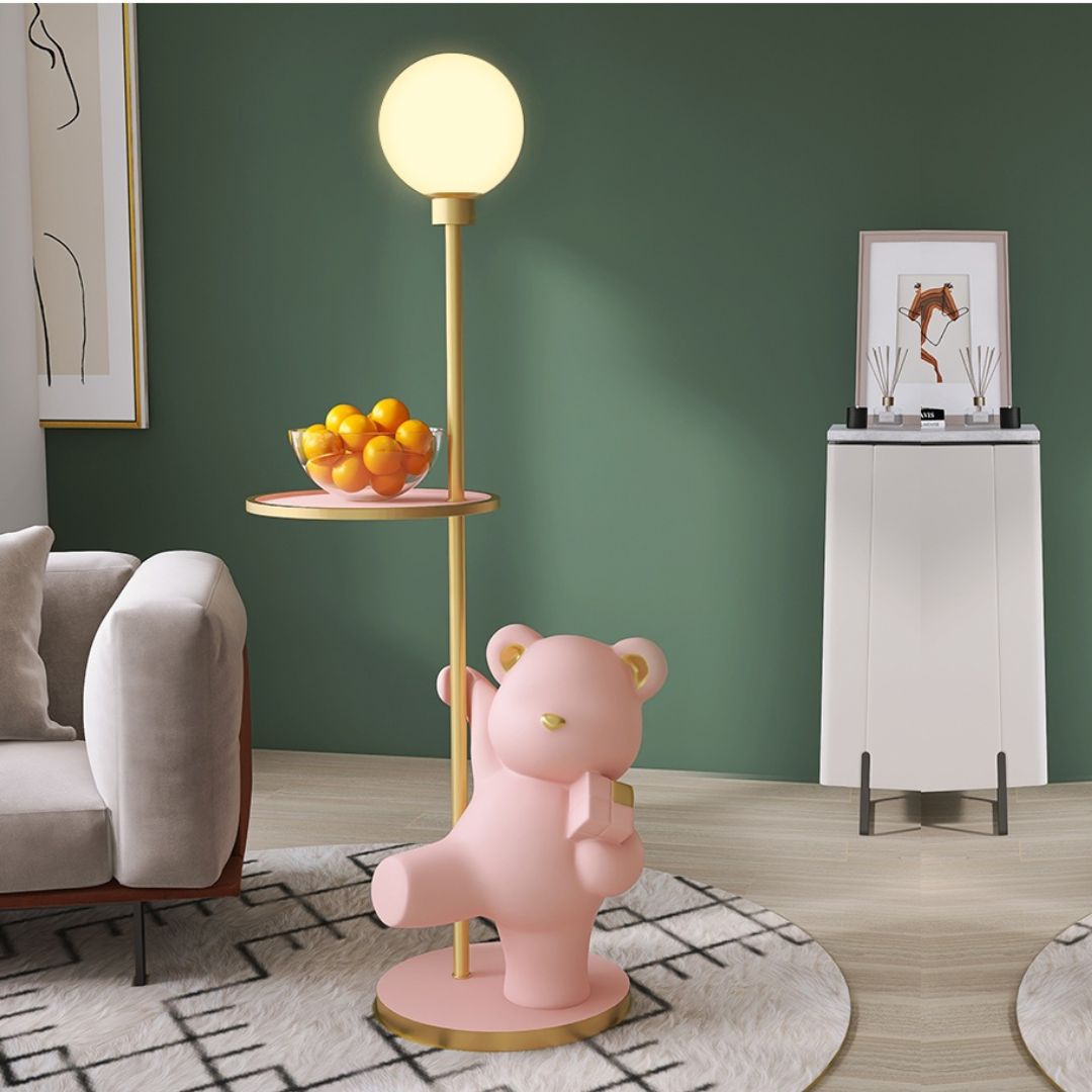 Charming bear lamp sculpture close-up showing intricate details