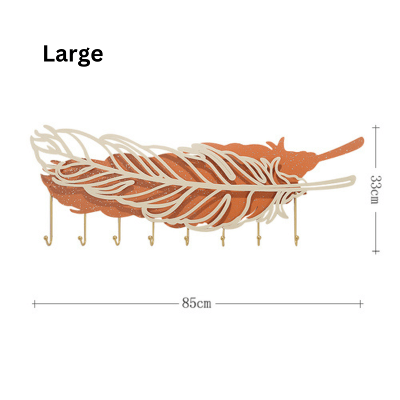 Side view of the wall-mounted Elegant Feather Wall Hook Rack displaying its sleek design.