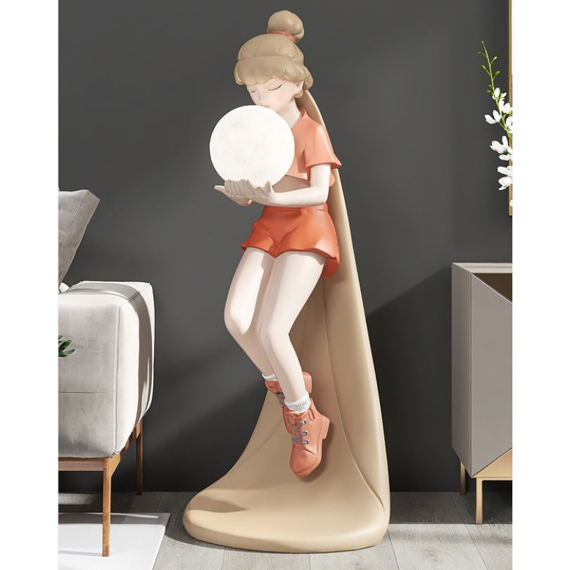 Disney girl figure sculpture showcasing intricate details and vibrant colors, perfect for home decor.
