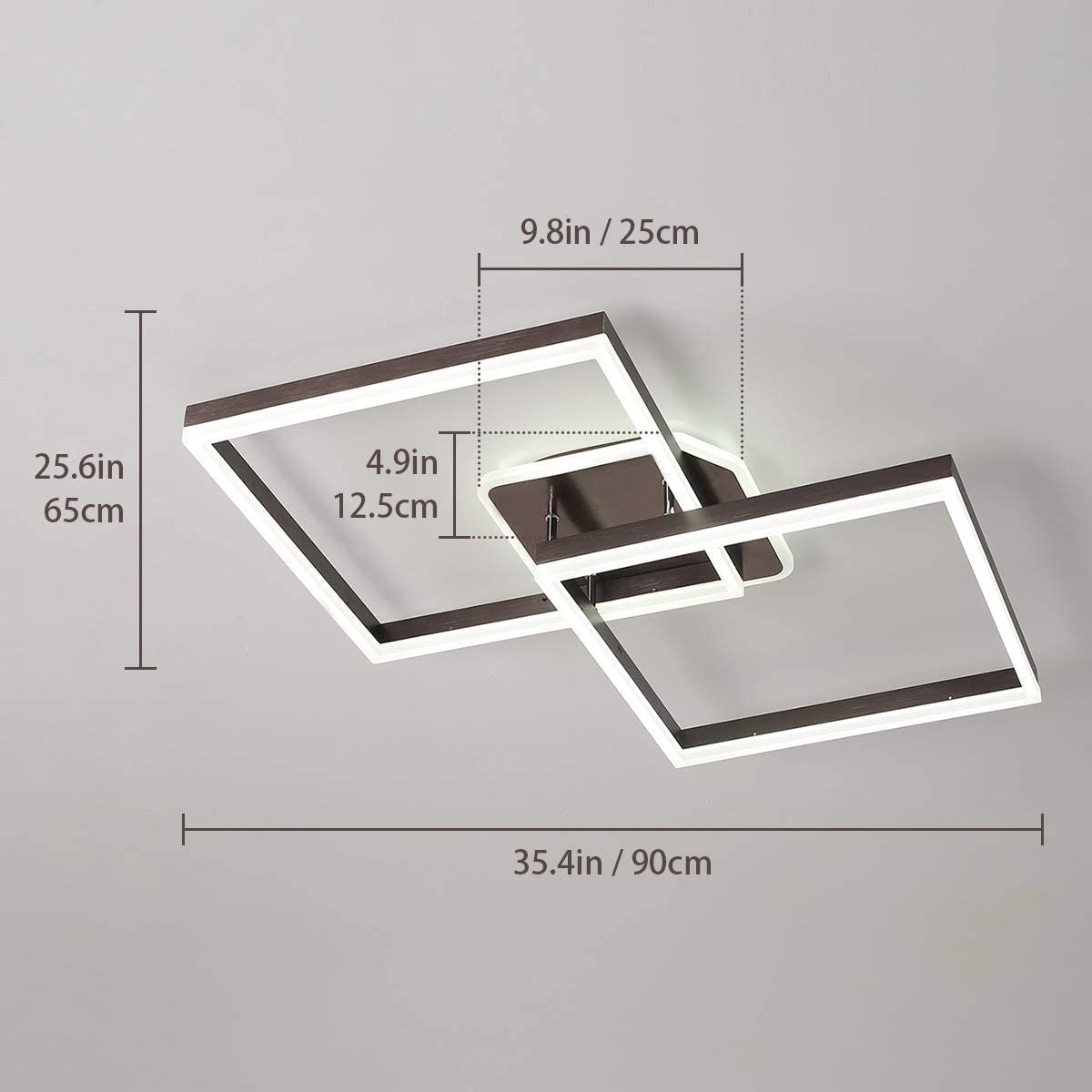 Square LED flush mount ceiling light with brushed finish and remote control for customizable lighting.