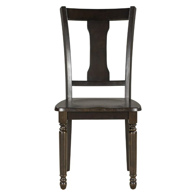 Close-up of cushioned espresso dining chairs showcasing comfort and style