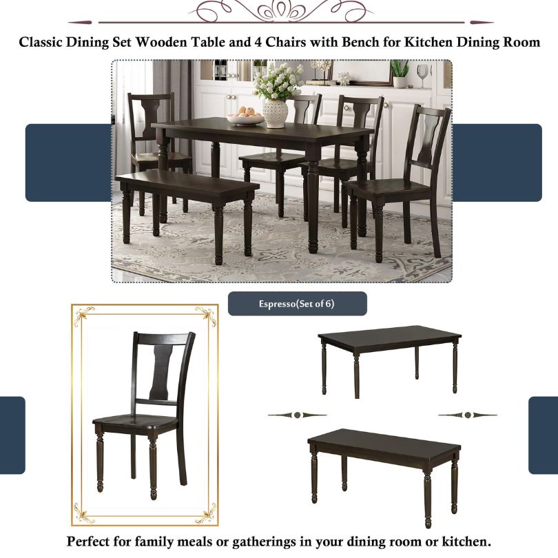 Espresso dining set arranged for a family gathering with decorative touches