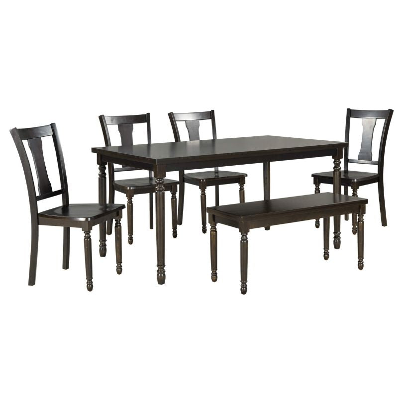 Close-up of cushioned espresso dining chairs showcasing comfort and style
