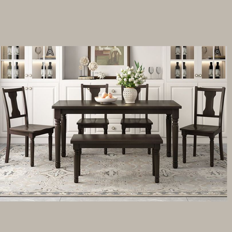 Close-up of cushioned espresso dining chairs showcasing comfort and style