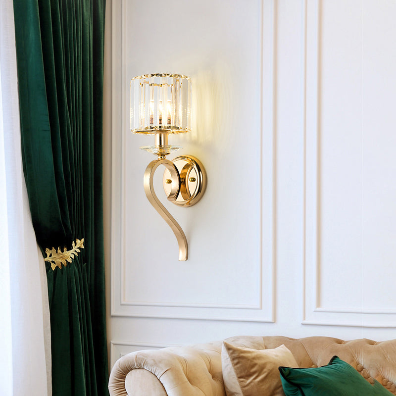 Nordic Elegance Copper Glass Wall Light mounted in a stylish living room, enhancing the decor with its warm glow.