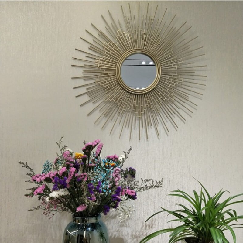 Close-up of Victorian gold accent mirror showcasing its ornate design and HD glass.