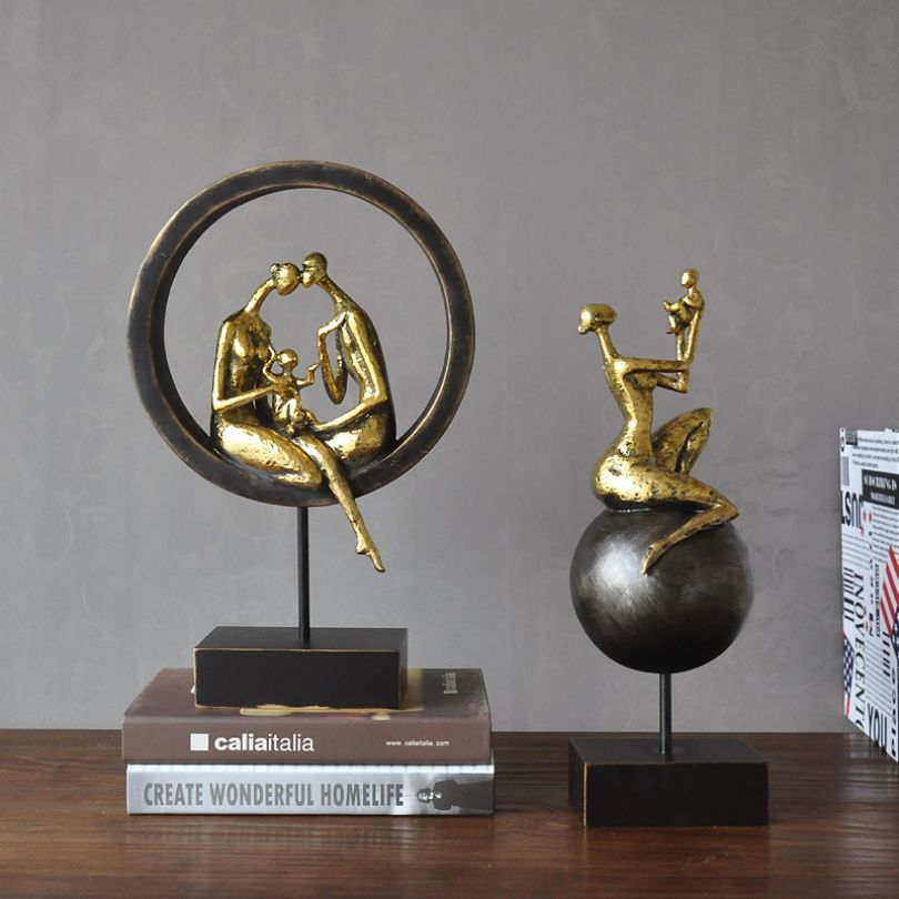 Bronze sculpture displayed in a cozy living room setting, highlighting its elegance.