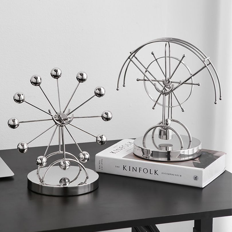 Charming Ferris wheel desk decor showcasing vibrant colors and vintage design from an angle.