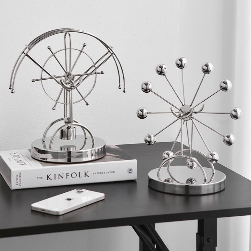 Charming Ferris wheel desk decor showcasing vibrant colors and vintage design from an angle.