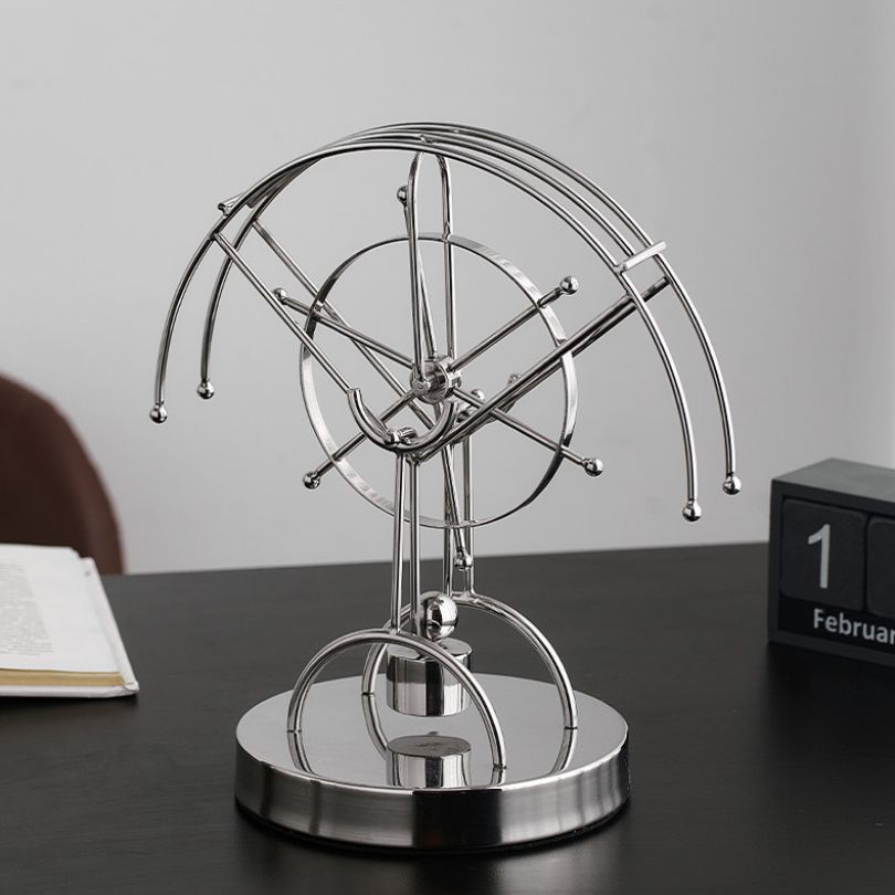 Close-up view of the iron Ferris wheel desk decor highlighting its intricate details and craftsmanship.