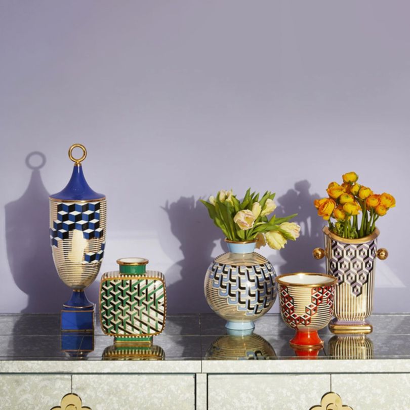Close-up of the ceramic maze vase highlighting its luxurious finish and elegant design.