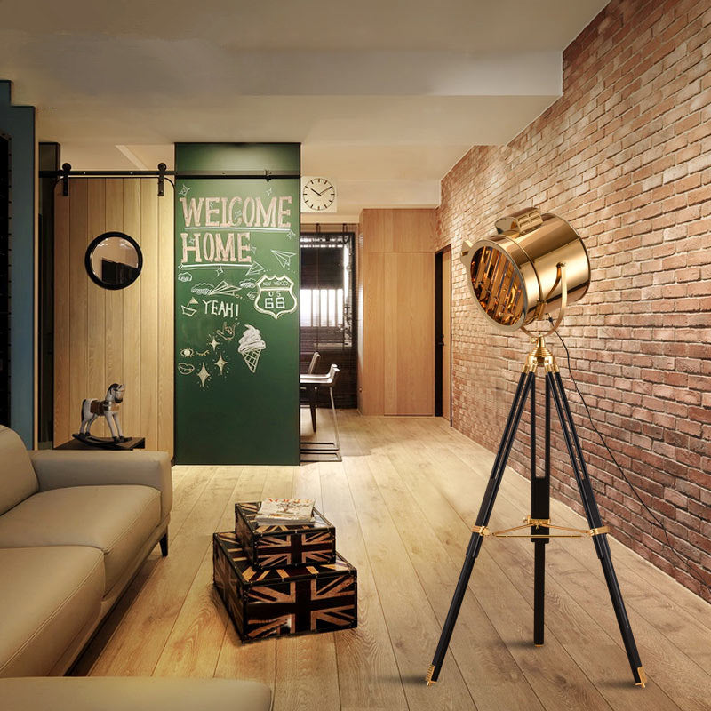 Close-up view of the stylish LED lamp for living room decor with a tripod base.