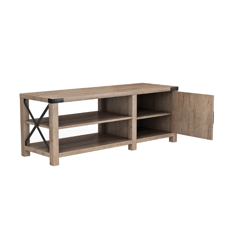 Front view of the Rustic Charm Entryway Bench with Shoe Rack showcasing its natural wood finish and design.