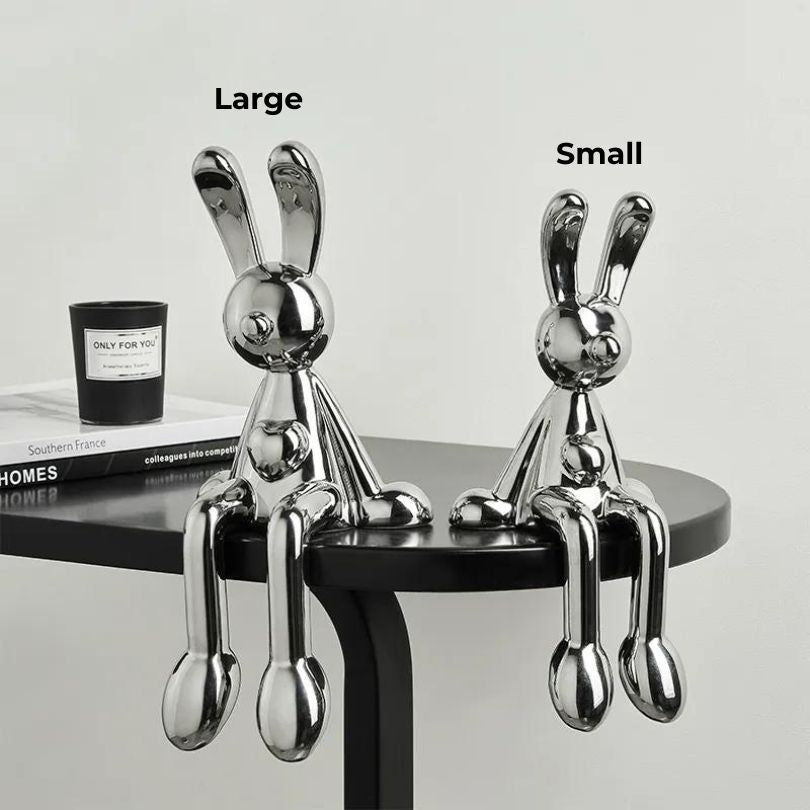 Chic ceramic rabbit figurine displayed on a modern shelf, enhancing contemporary decor.