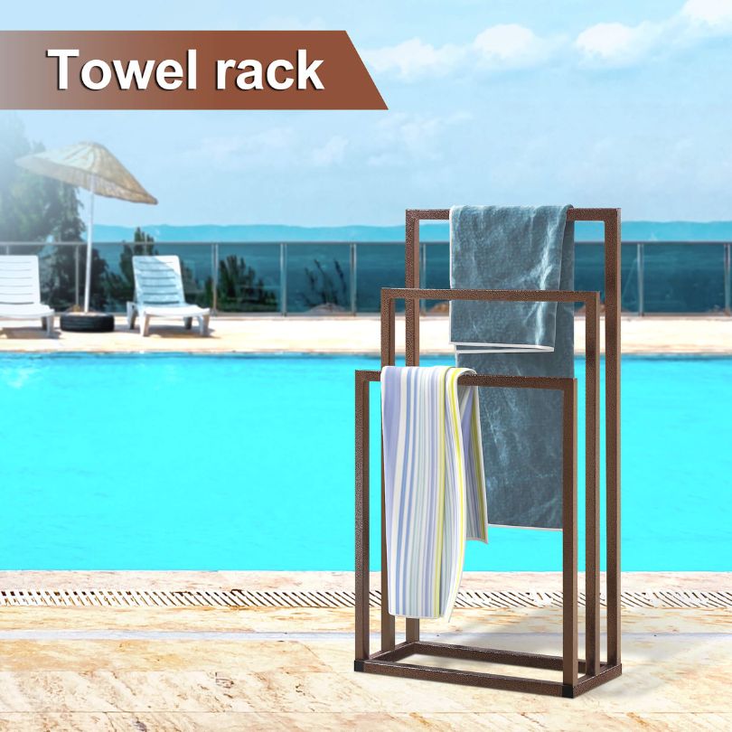 Close-up of the 3-tier towel rack, highlighting its sturdy design and functionality.