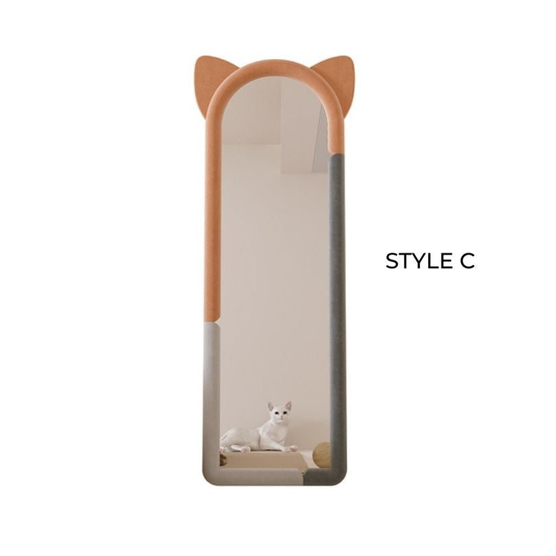 Charming full-length girls bedroom mirror with kitten ears, showcasing its playful design.