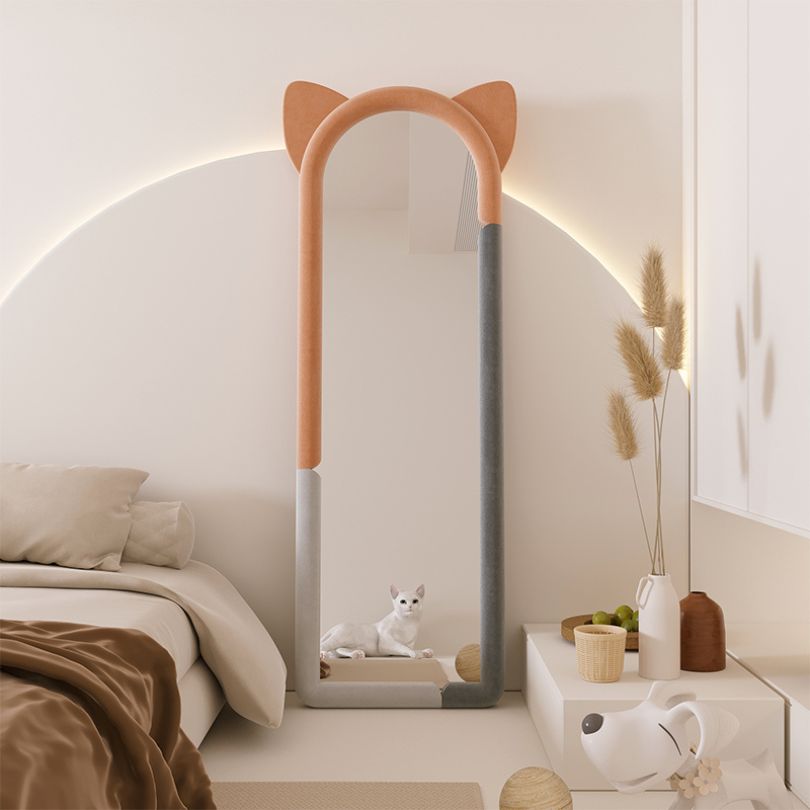 Charming full-length girls bedroom mirror with kitten ears, showcasing its playful design.