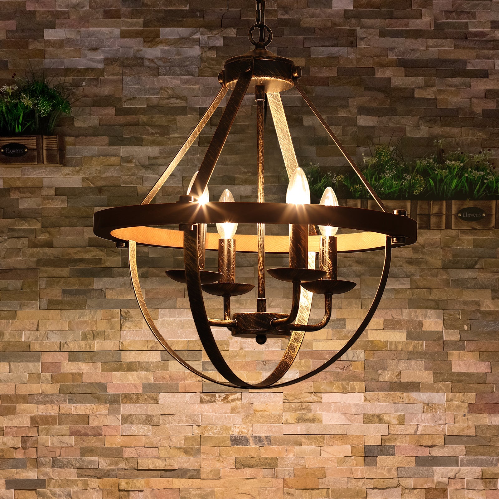 TimberGlow Lantern Pendant – Adjustable Rustic Fir Light - Image 7