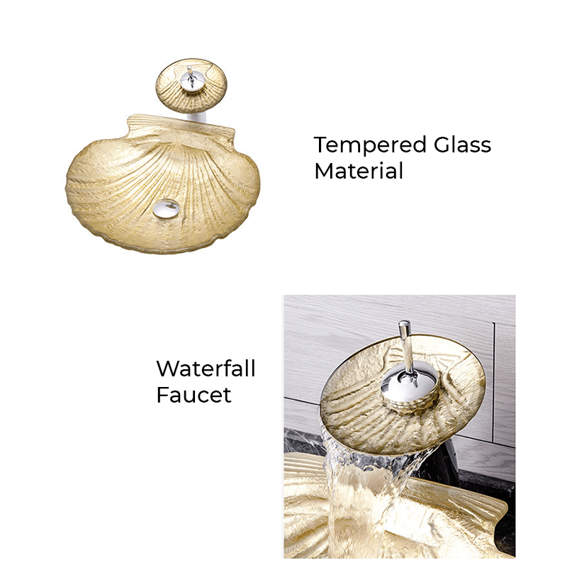 A stylish bathroom setup featuring the gold ingot tempered glass sink, highlighting its contemporary appeal.