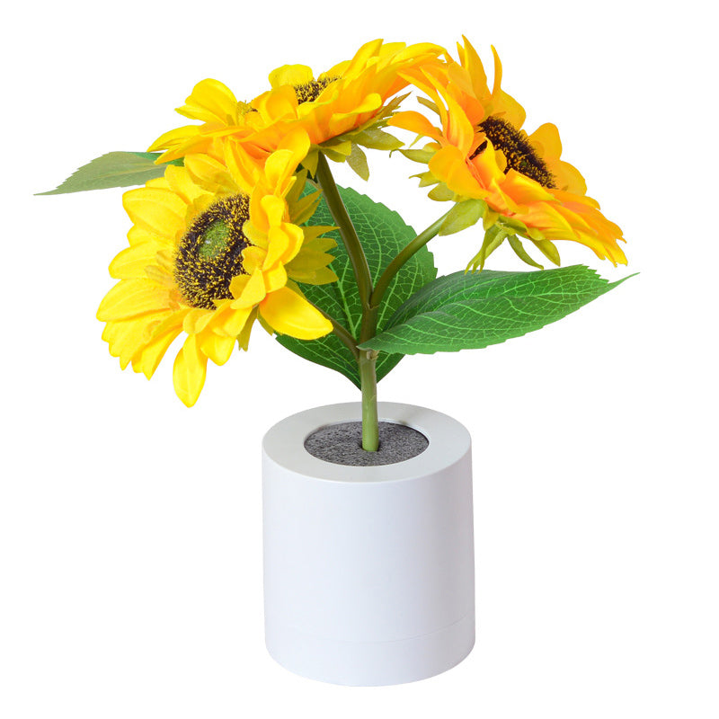Sunflower LED lamp in a living room setting, adding a cheerful accent to the decor.