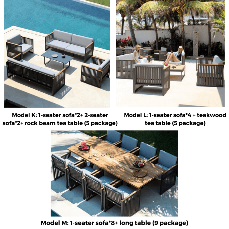 Horizon Modern Outdoor Sofa Set in a patio setting, highlighting its sleek design and comfort.